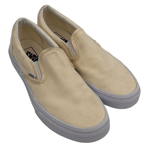 Vans off white cream slip ons sneaker women’s size 9 men’s size 7.5 - Picture 1 of 11
